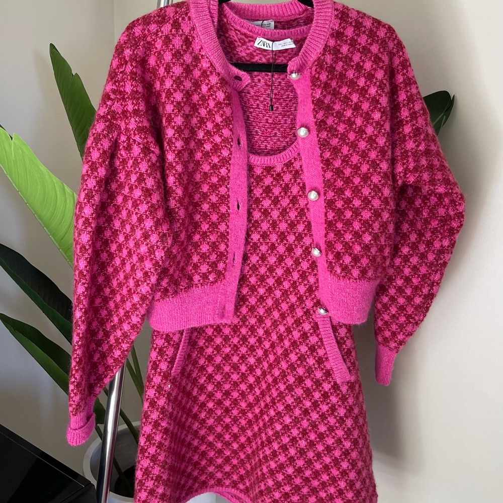 Zara sweater dress + cardigan